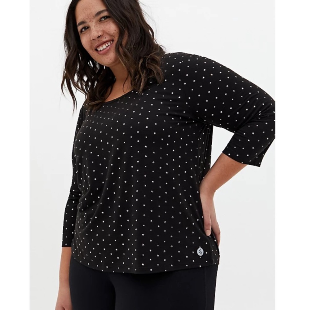 Black and Silver Star Active Crop Tee